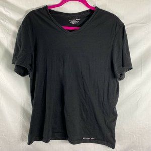 Michael Kors Womens Blouse Black Short Sleeve V Ne